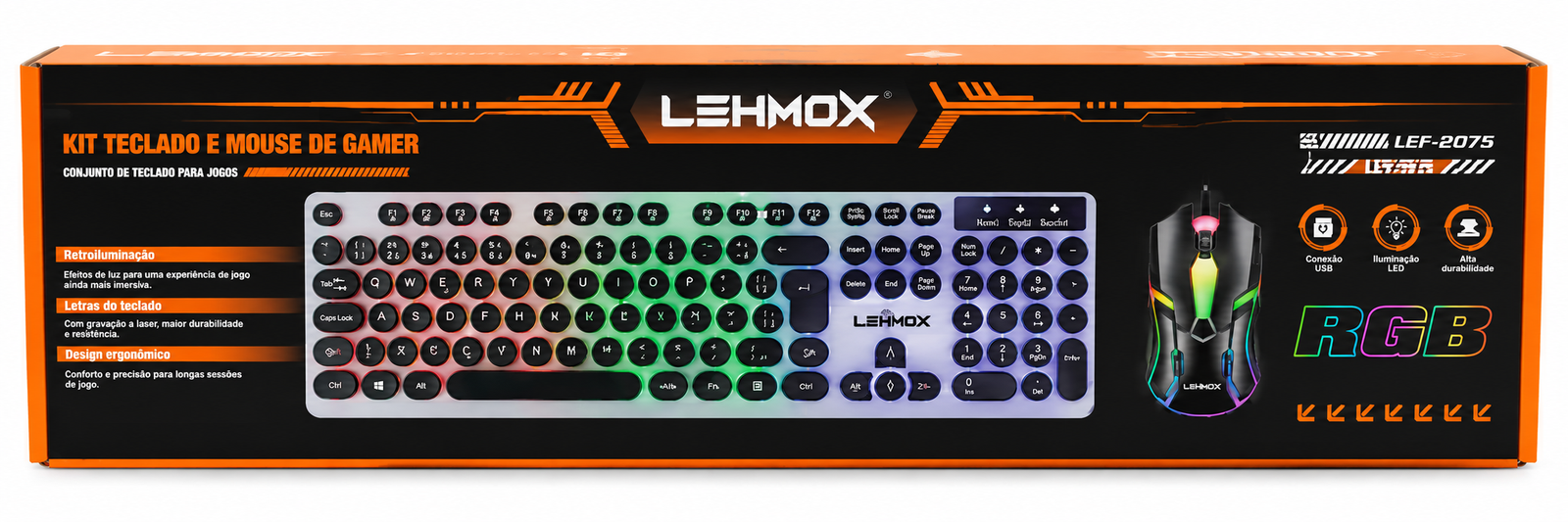 Kit Teclado e Mouse Gamer RGB Lehmox LEK-2075